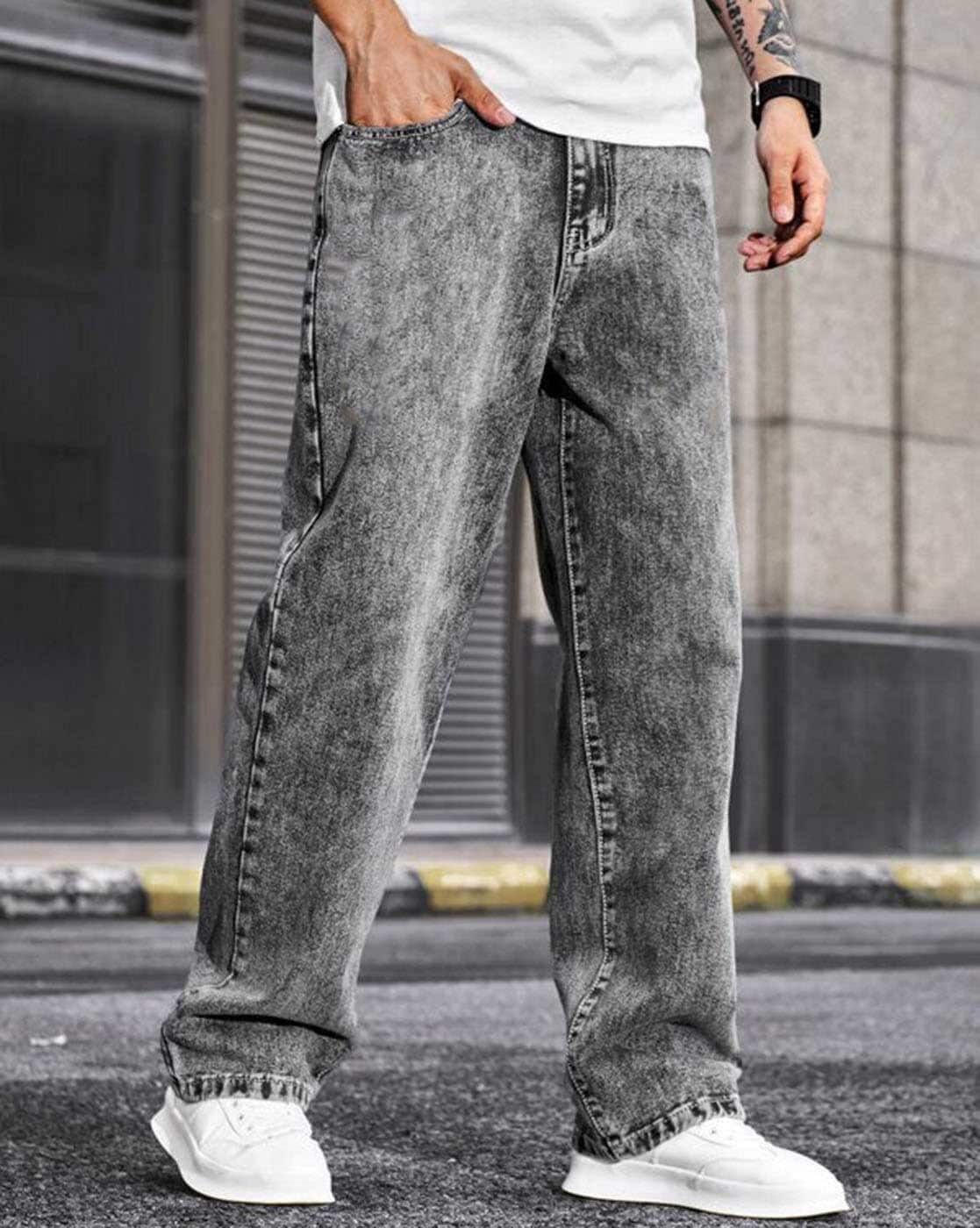 Men Baggy Fit High-Rise Clean Jeans
