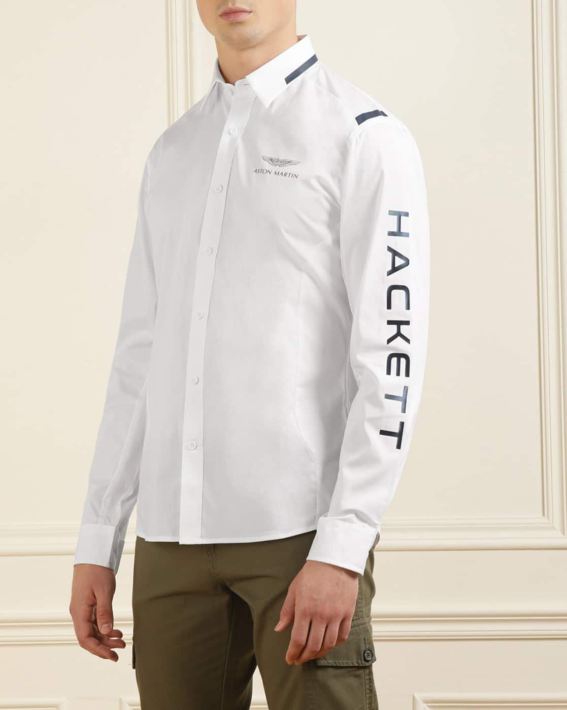Buy Hackett London Typographic Print Full-Sleeve Shirt White