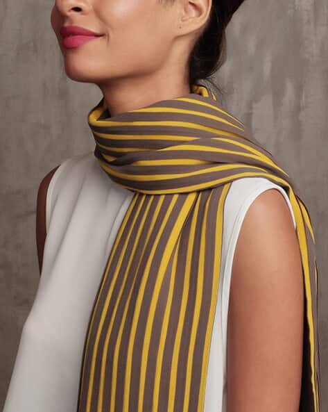 Womens Striped Scarf Women Striped Scarf With Interlocked Hem