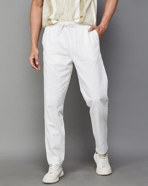 Men Pleated Slim Fit Pants