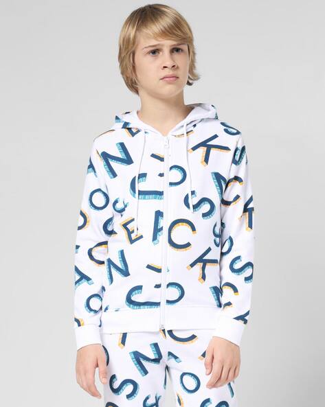 Boys Typographic Print Regular Fit Hoodie