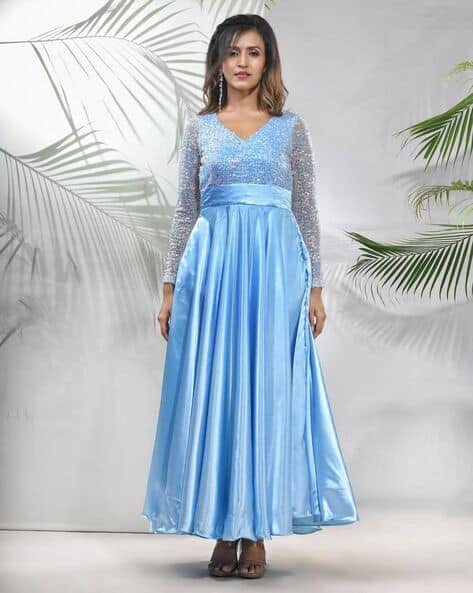 sachin and babi light blue dress Designer Gown - Stylish Anti-Wrinkle Fabric, Full Sleeves for All Seasons |  Perfect Gifting Choice in Various Colors - Stylish Anti-wrinkle Fabric,  Full Sleeves For All Seasons main image 1