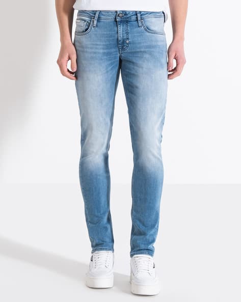 Men Tapered Fit Jeans with Insert Pockets