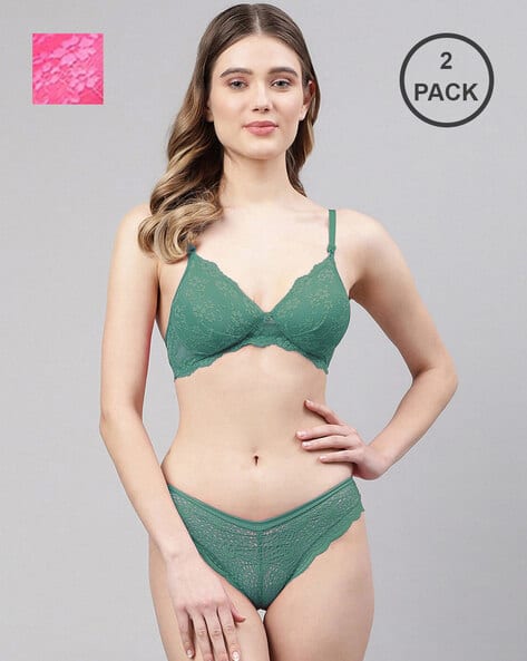 Buy Pink Green Lingerie Sets for Women by In-curve Online