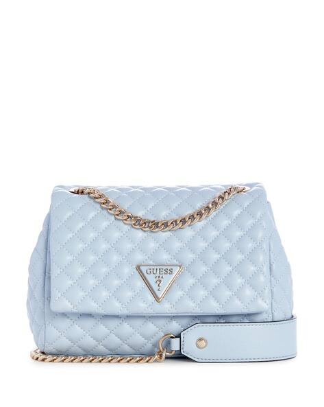 Sky Blue Guess Bag Quilted Everlee Top Zip Shoulder Bag