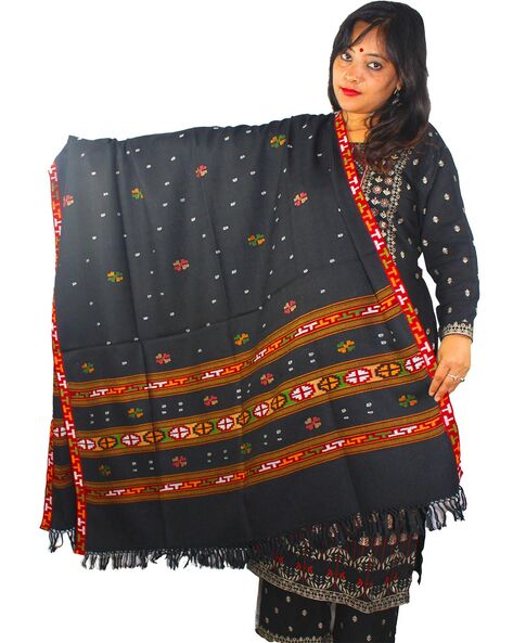 Women Woven Shawl with Tassles Price in India