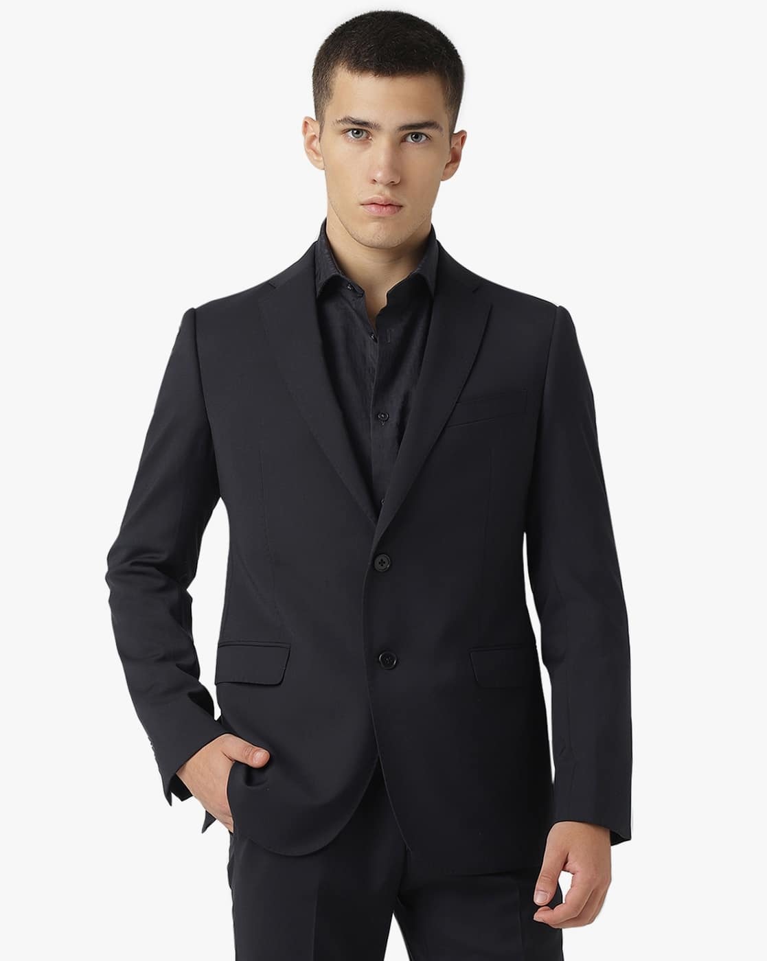 Buy EMPORIO ARMANI Single-Breasted Suit Set | Black Color Men