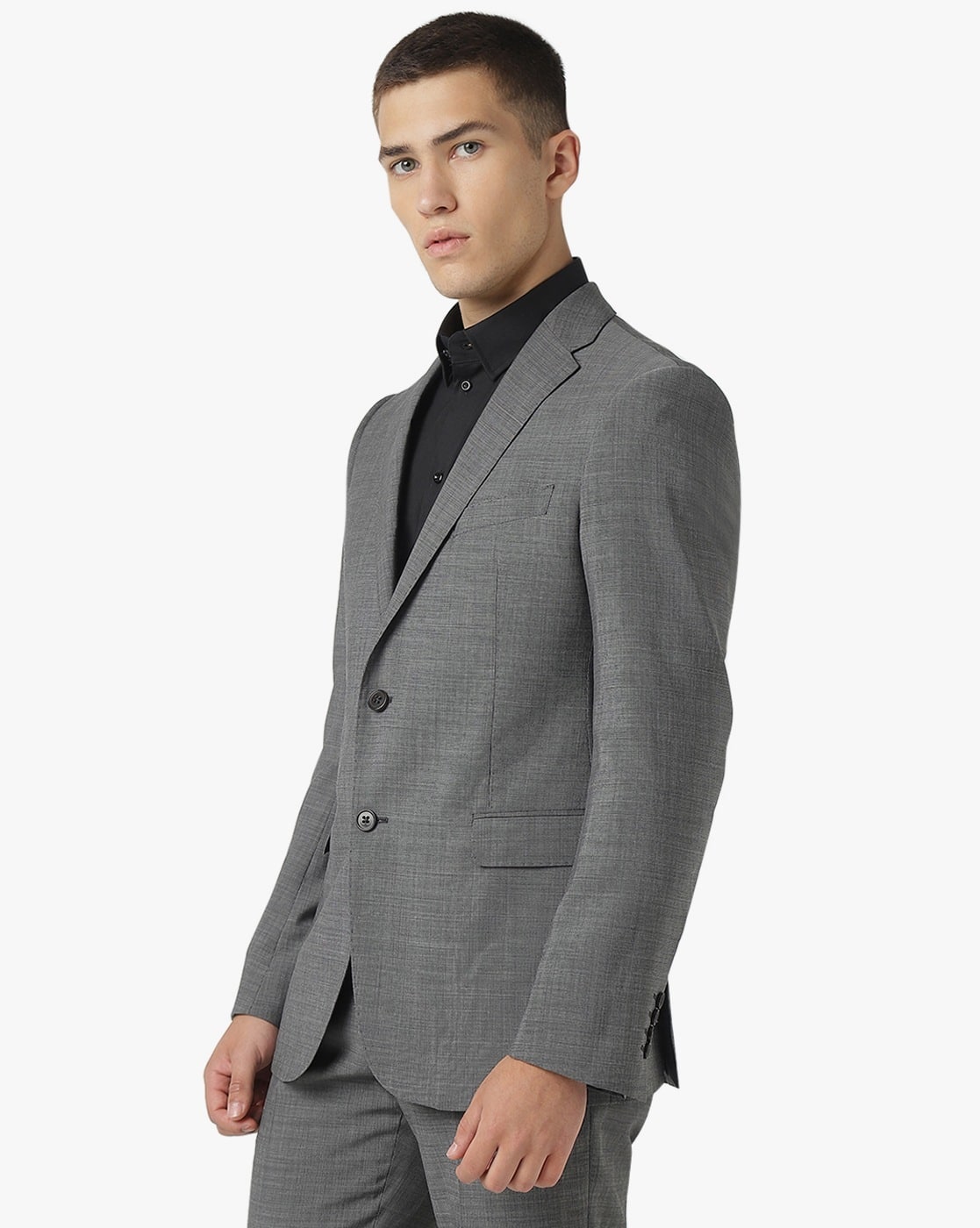 Buy EMPORIO ARMANI Single-Breasted Suit Set | Grey Color Men