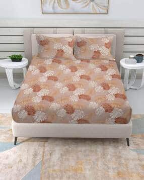 300 TC Floral Print King Size Bedsheet with Pillow Covers-image-27