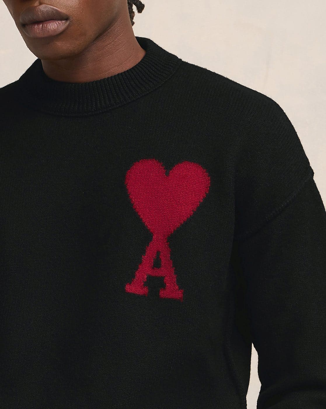 Buy Ami Paris Ami De Coeur Wool Regular Fit Pullover Black Color
