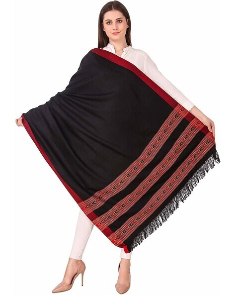Women Woven Shawl with Tassles Price in India