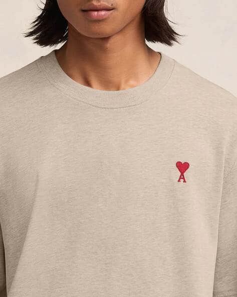 Buy Ami Paris Ami De Coeur Organic Cotton Boxy Fit T-Shirt | Beige