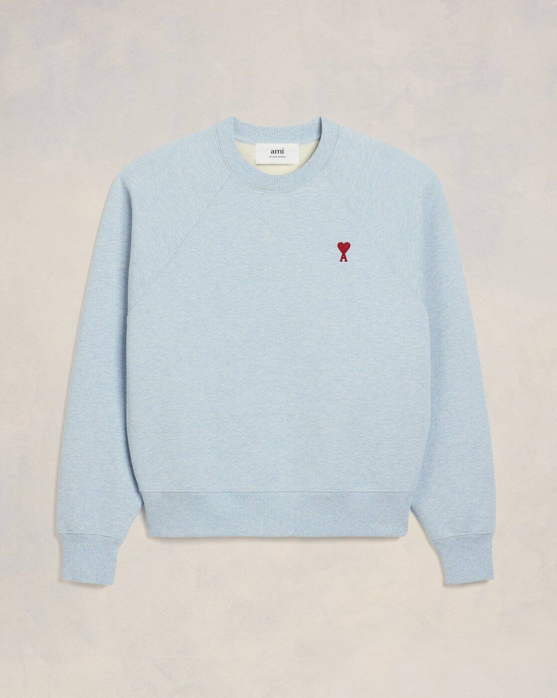 ◆AMI PARIS◆Unisex heart small logo sweatshirt◆ AMI Heart Logo Sweatshirt Heather Light Beige at CareOfCarl.com