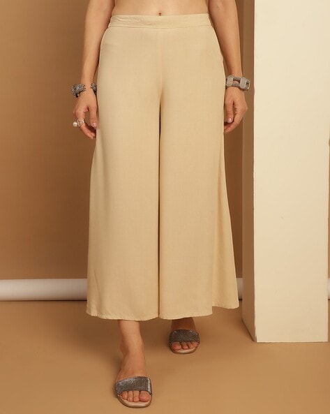 Women Regular Fit Palazzos with Elasticated Waist Price in India