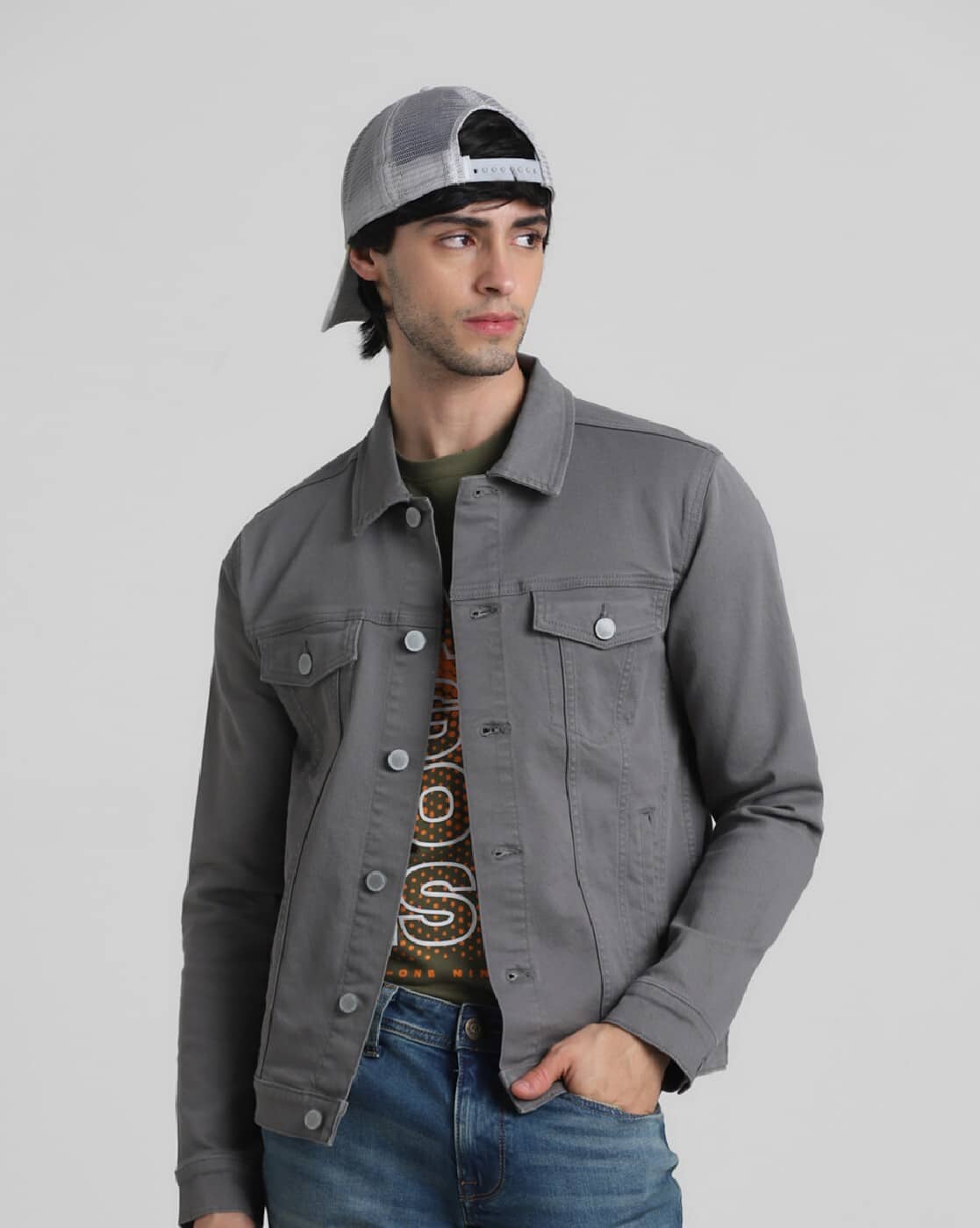 digne collarless jackdt coatモスグリーン trench coat moss green (regular / long length)