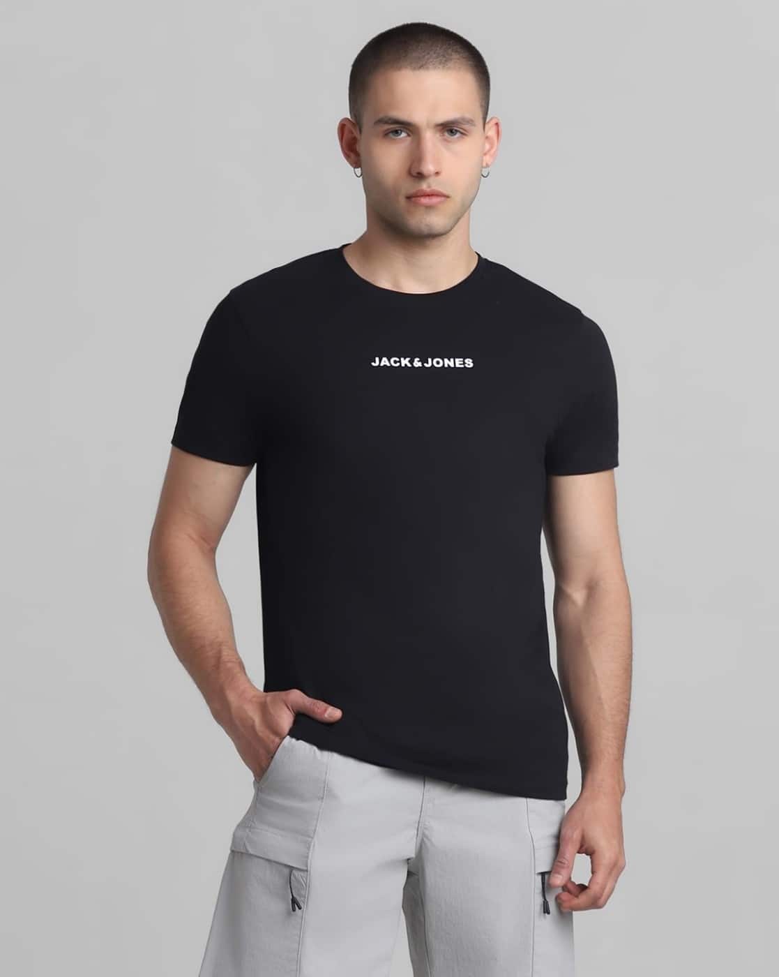 JACK & JONES Jjelogo Tee SS Oneck 2 Col Aw25 Noos - Maglietta Uomo, Girocollo, Cotone, Colore Nero