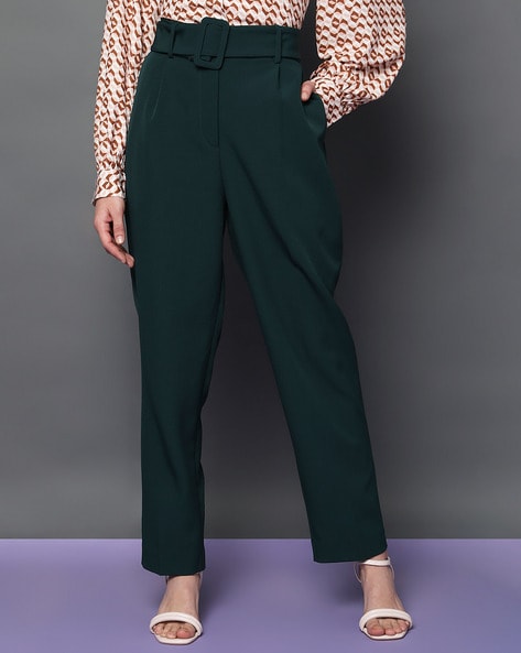 High-Rise Straigh-Fit Pants with Belt