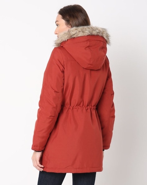 Women Regular Fit Hooded Parka Jacket