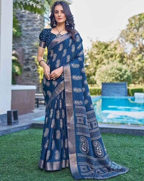 Women Paisley Print Silk Saree with Zari Border