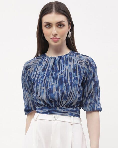 MADAME Women Relaxed Fit Abstract Print Top