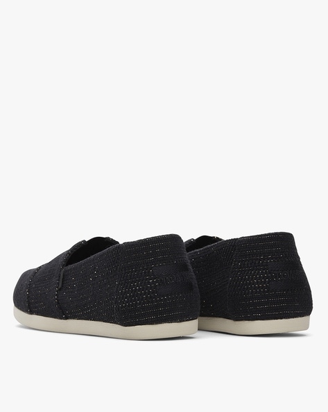 Buy TOMS Black Glitter Slip Ons Black Color Women AJIO LUXE