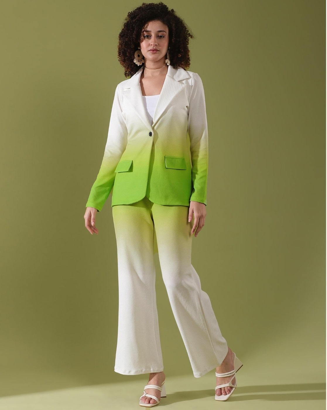 Women Ombre-Dyed Blazer Pants Set