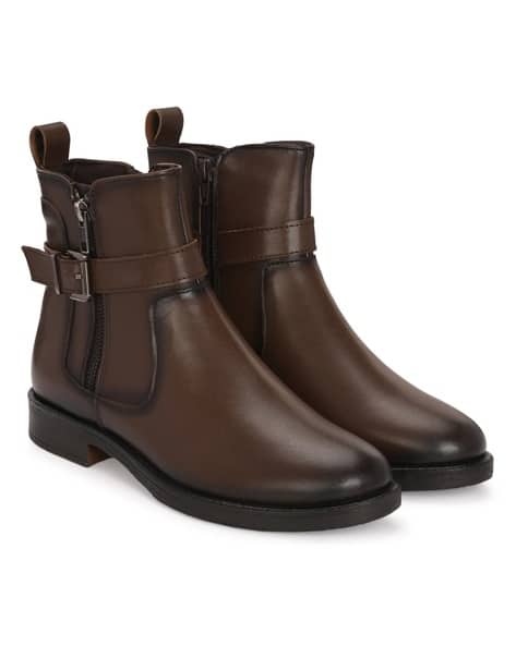 Women Mid-Calf Chelsea Boots with Tang-Buckle