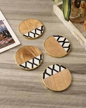 the decor mart Set of 4 Wooden Crisscross Coasters-picture-41