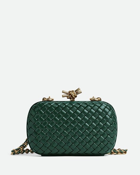 Buy BOTTEGA VENETA Knot Minaudiere with Chain Strap Emerald