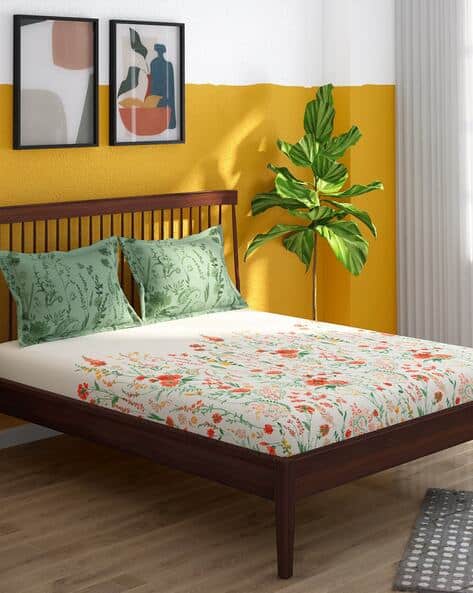 PORTICO 210 TC Brush Stroke Cotton Bedsheet
