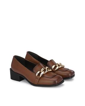 Round-Toe Chunky Heeled Shoes-image-20