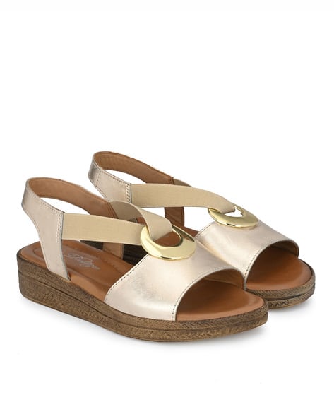 DELIZE Metallic Flat Sandals with Patent leather upper