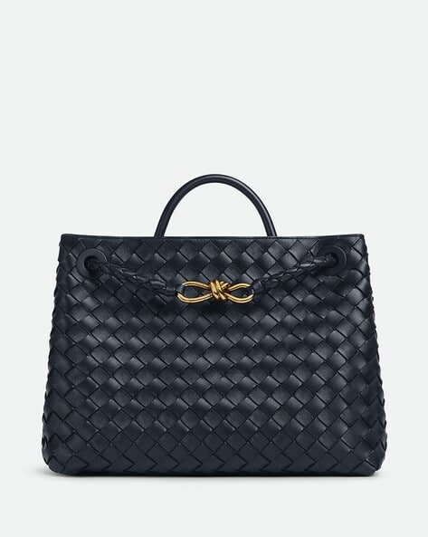 Buy BOTTEGA VENETA Andiamo Medium Top Handle Bag | Navy Blue Color