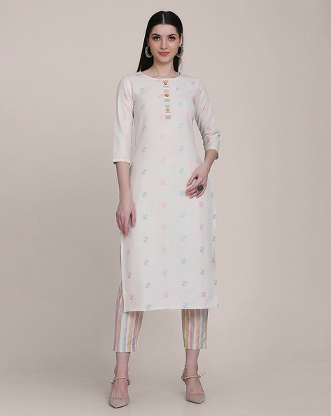 Printed Straight Kurta with Pants Price in India