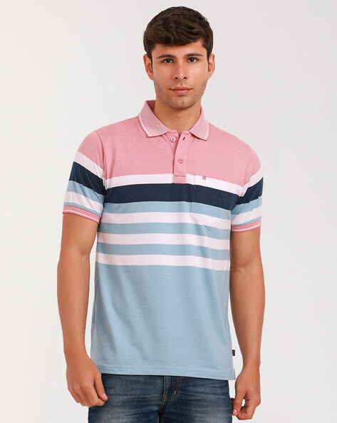 Men Striped Regular Fit Polo T-Shirt