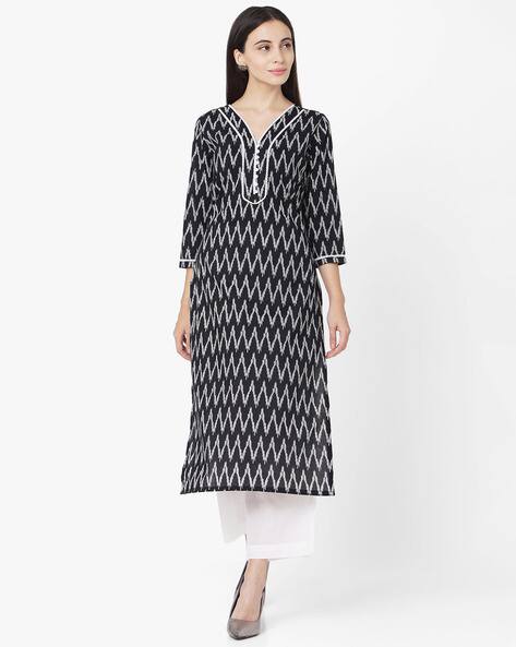 SHAILY Geometric Print Straight Kurta Set