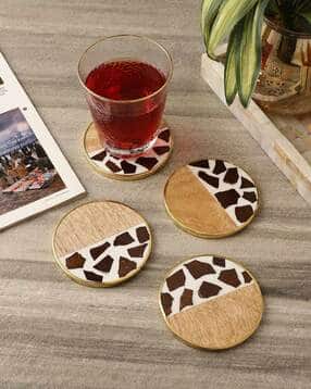 the decor mart Set of 4 Colourblock Wood Coasters-picture-26