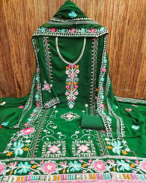 Women Embroidered Unstitched Dress Material Price in India