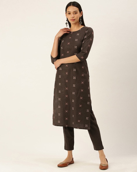 Graphic Print Straight Kurta Set Price in India