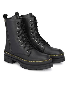 Textured Lace-Up Mid-Calf Length Boots-image-40