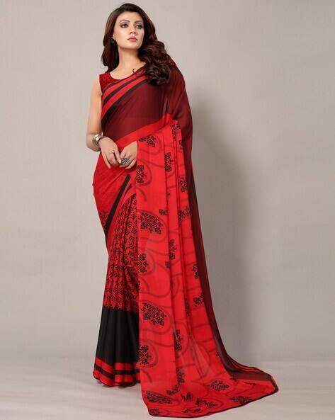 Women Printed Saree with Contrast Border