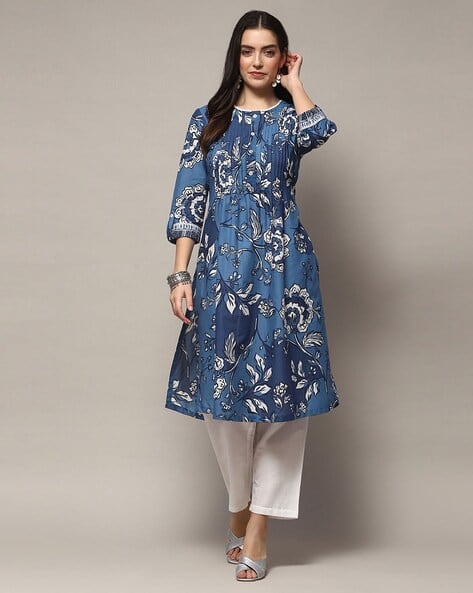 Women Viscose Rayon Regular Straight Printed Kurta
