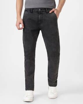 Men Heavily Washed Slim Fit Jeans