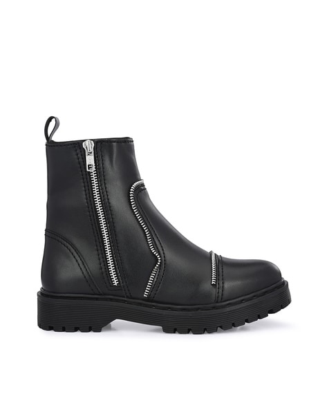 Ankle Length Boots with Zip Fastening