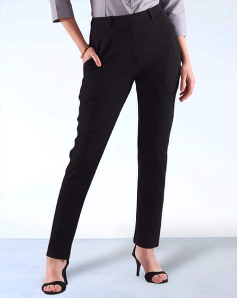 Women Slim Fit Flat-Front Trousers