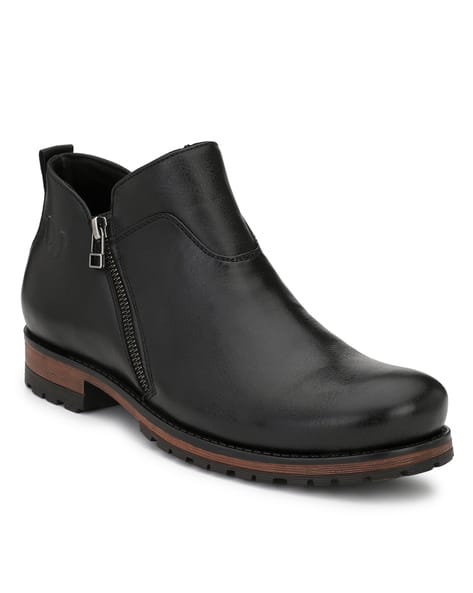 DELIZE Textured Plain-Toe Ankle-Length Boots