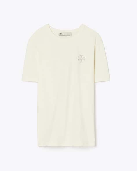 【送料&関税込】Tory Burch Logo Embellished Crewneck T-shirt Embellished Logo T-Shirt: Women's Designer Tops | Tory Burch