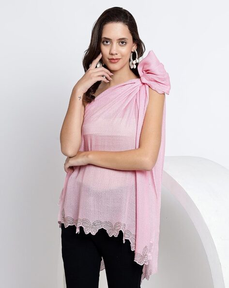 Women Lace Shawl with Cutwork Border Price in India