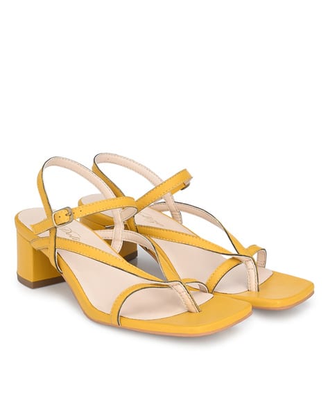 Buy Yellow Heeled Sandals for Women by DELIZE Online - Main Image