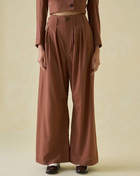 Buy Mocha Bisque Trousers Pants for Women by No Grey Area Online